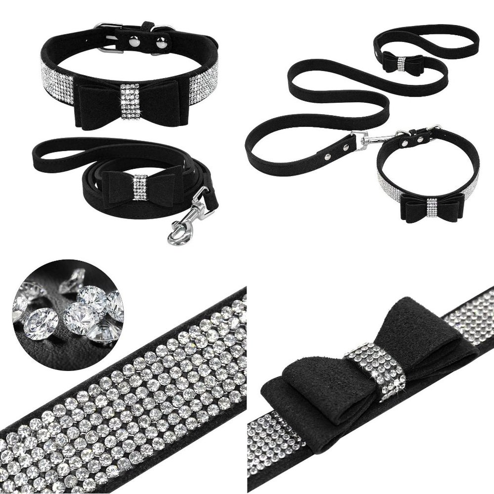 NEW Sparkling Bling Swarovski Crystal Rhinestone Pet Dog Collar & Leash …